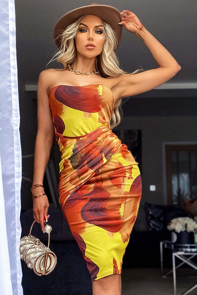 Sunset Mesh Bandeau Dress