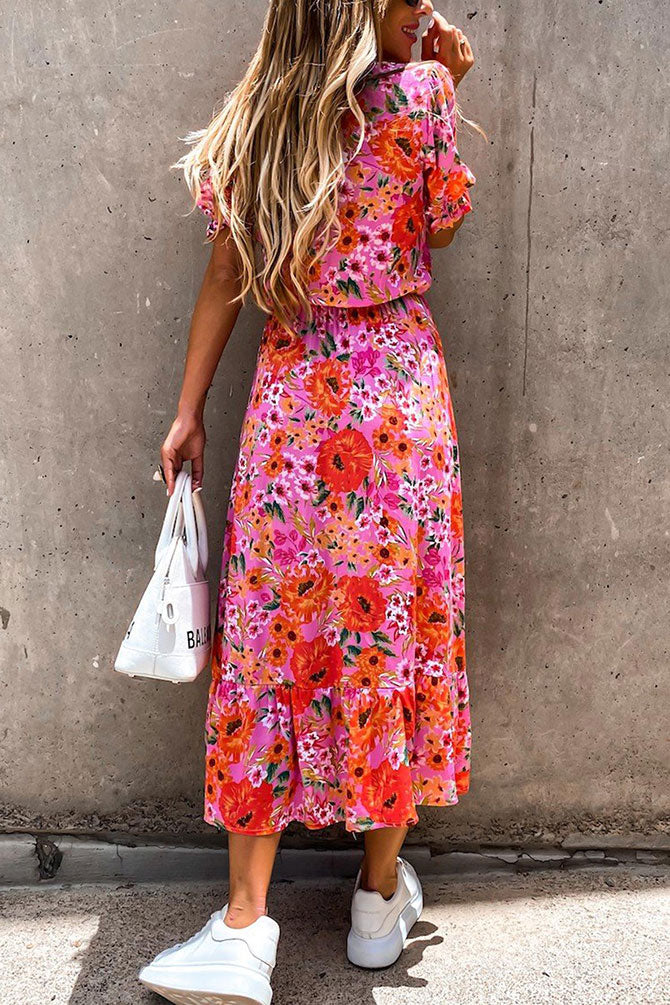 Floral Side Slit Midaxi Dress