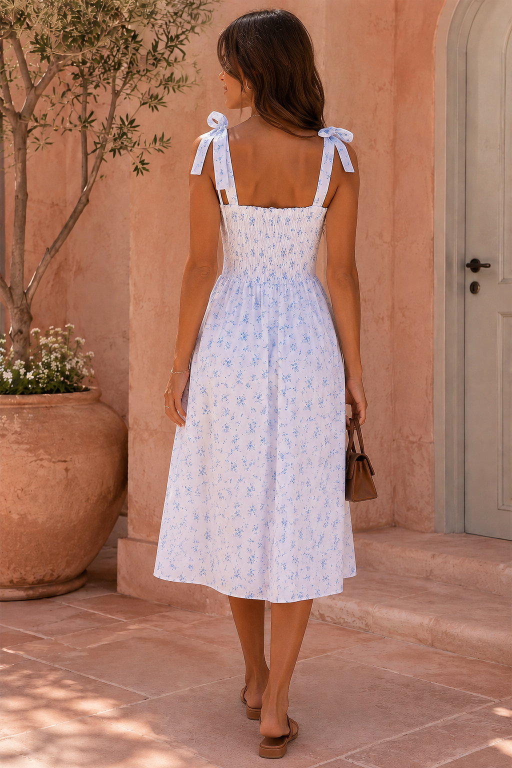 Multi Floral Tie Shoulder Midaxi Dress