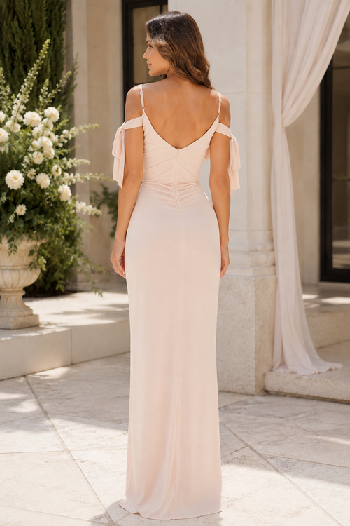 Blush Tie Shoulder Wrap Maxi Dress