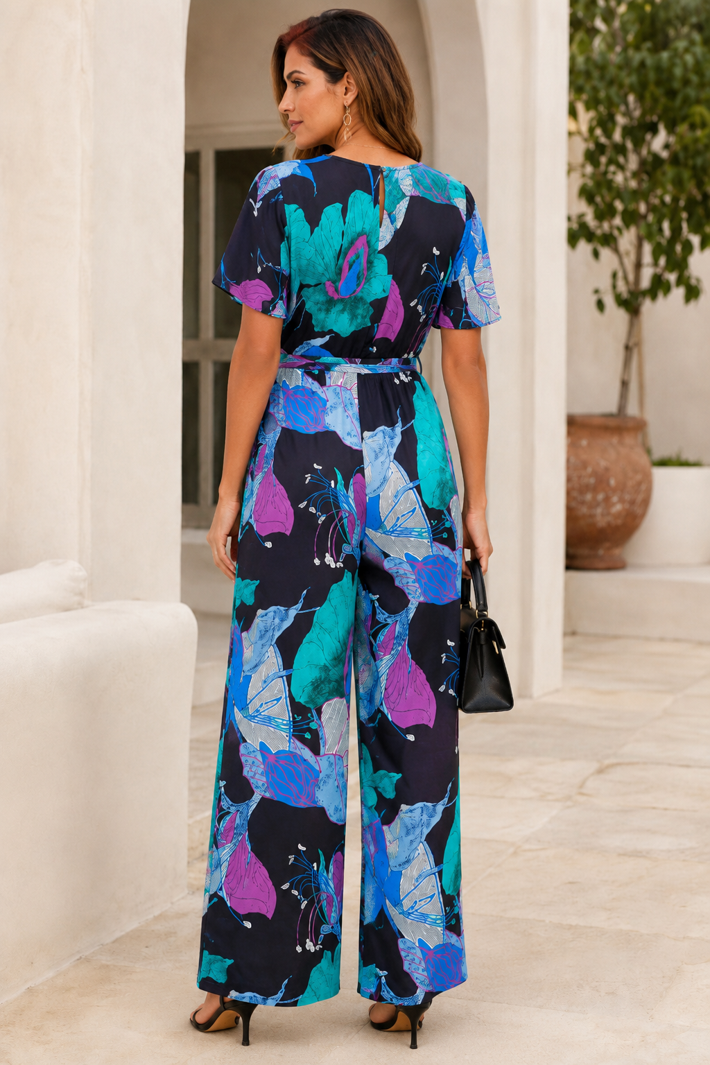 Angel Sleeve Wide Leg Jumpsuit