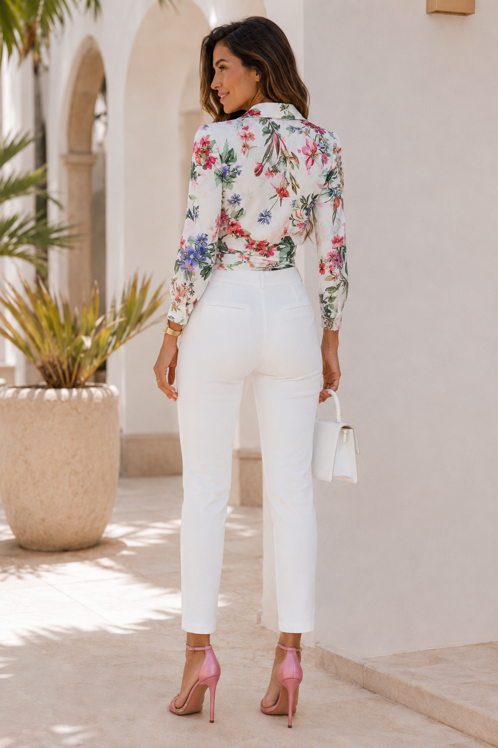 Tropical Floral Tie Front Crop Top