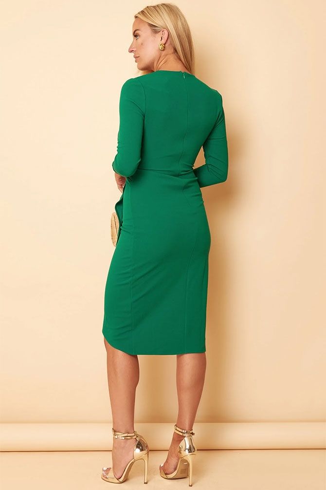 Plunge Buckle Detail Wrap Dress