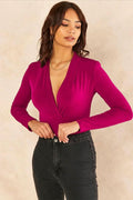 V Neck Long Sleeve Bodysuit