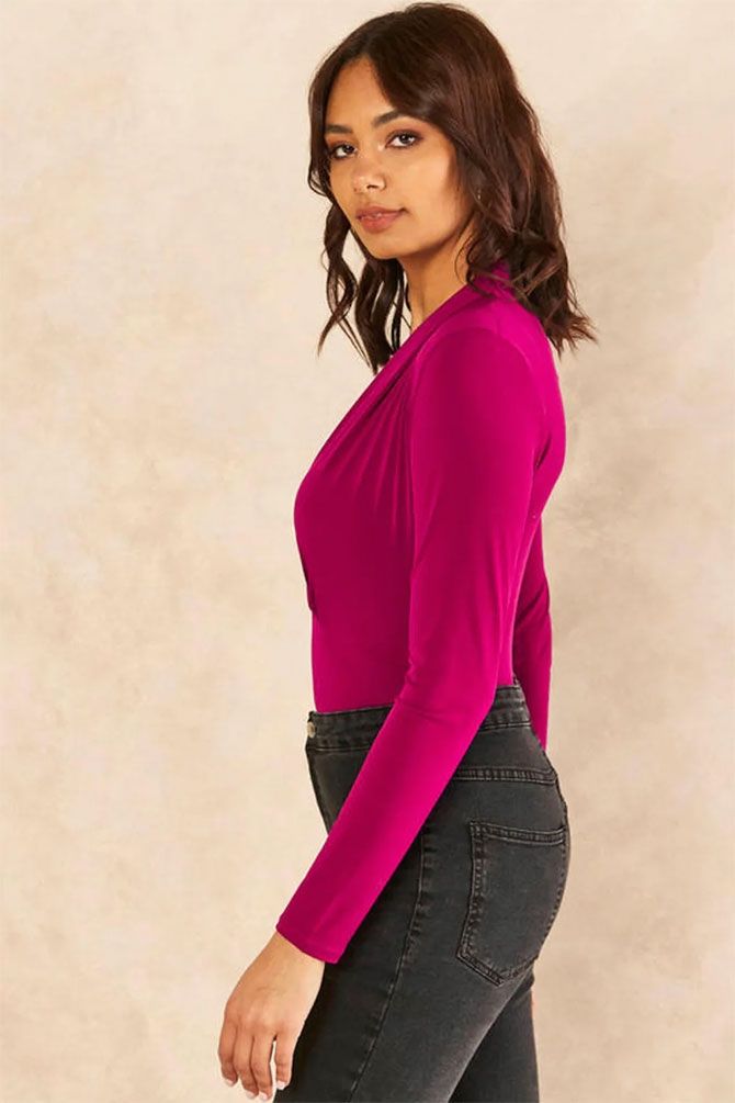 V Neck Long Sleeve Bodysuit