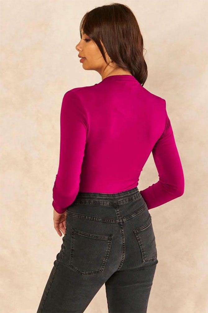 V Neck Long Sleeve Bodysuit